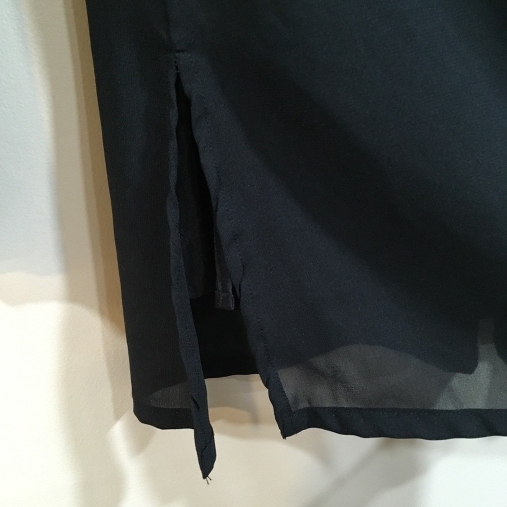 Beaded Sequin Sheer Tunic Blouse Womens 14 Black Long Sleeve Boho Chic Western - Picture 3 of 10